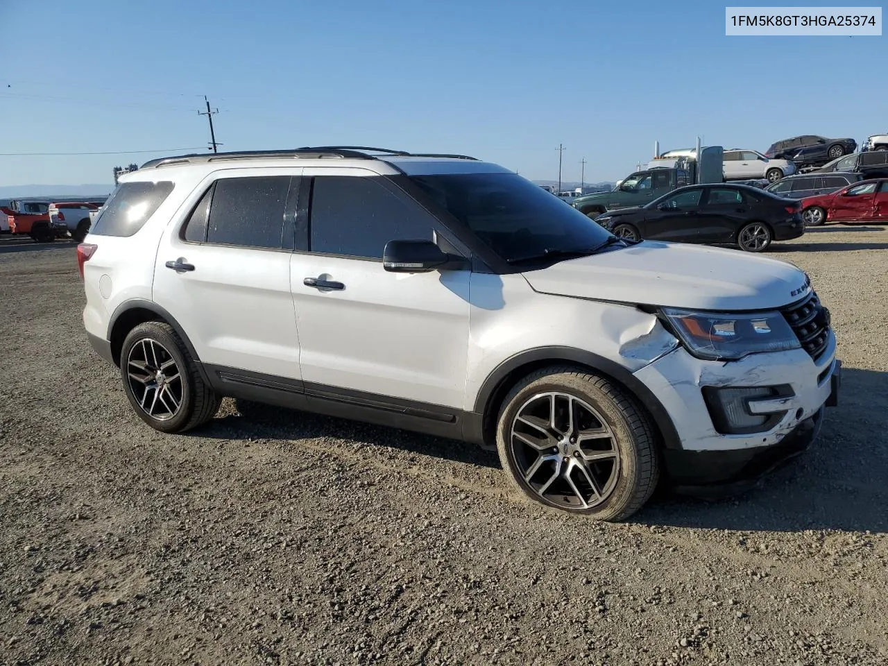 2017 Ford Explorer Sport VIN: 1FM5K8GT3HGA25374 Lot: 74401944