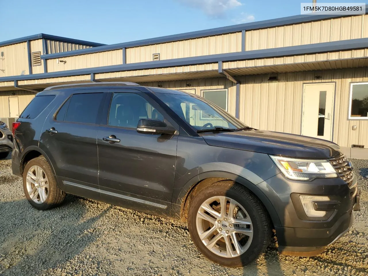 2017 Ford Explorer Xlt VIN: 1FM5K7D80HGB49581 Lot: 74441504