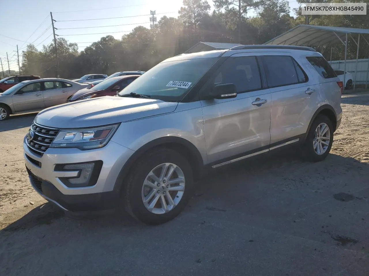 2017 Ford Explorer Xlt VIN: 1FM5K7D8XHGB45490 Lot: 74473244