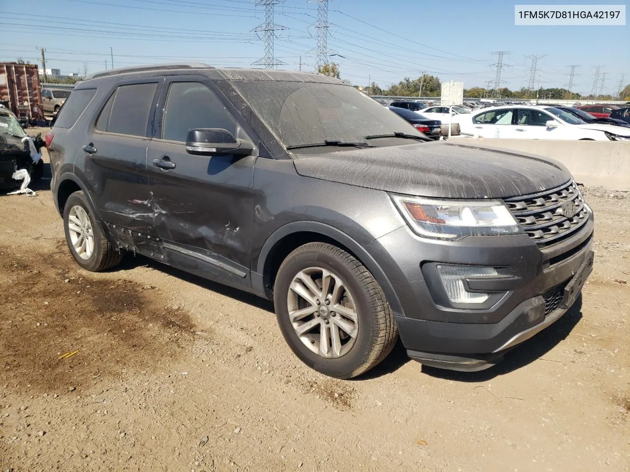 2017 Ford Explorer Xlt VIN: 1FM5K7D81HGA42197 Lot: 74594384