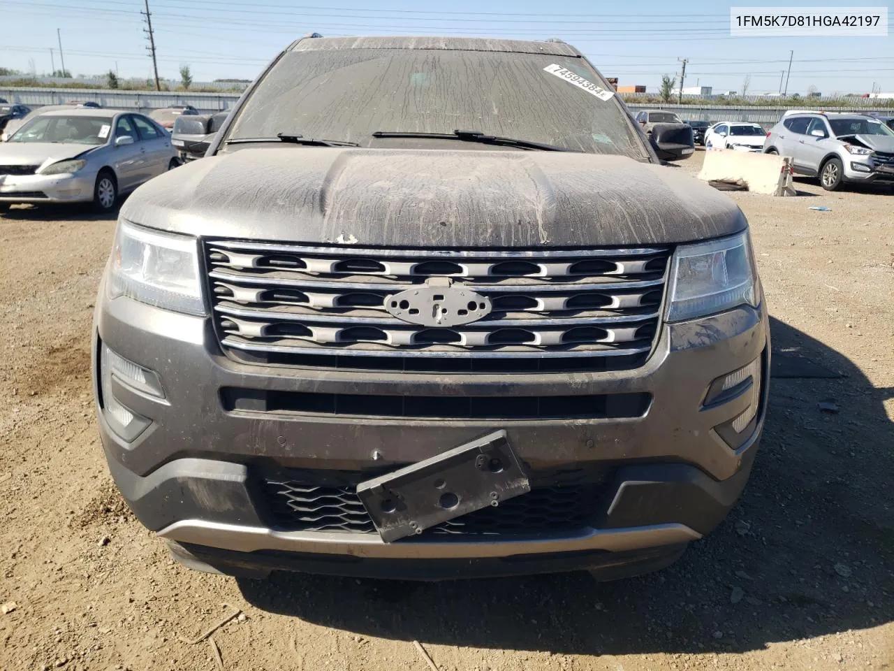 2017 Ford Explorer Xlt VIN: 1FM5K7D81HGA42197 Lot: 74594384