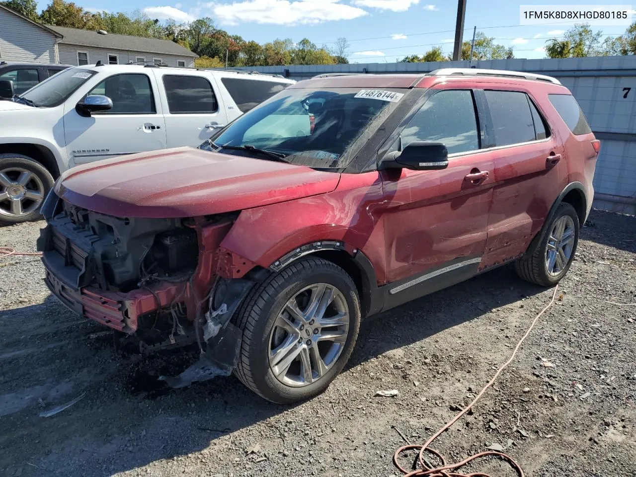 1FM5K8D8XHGD80185 2017 Ford Explorer Xlt