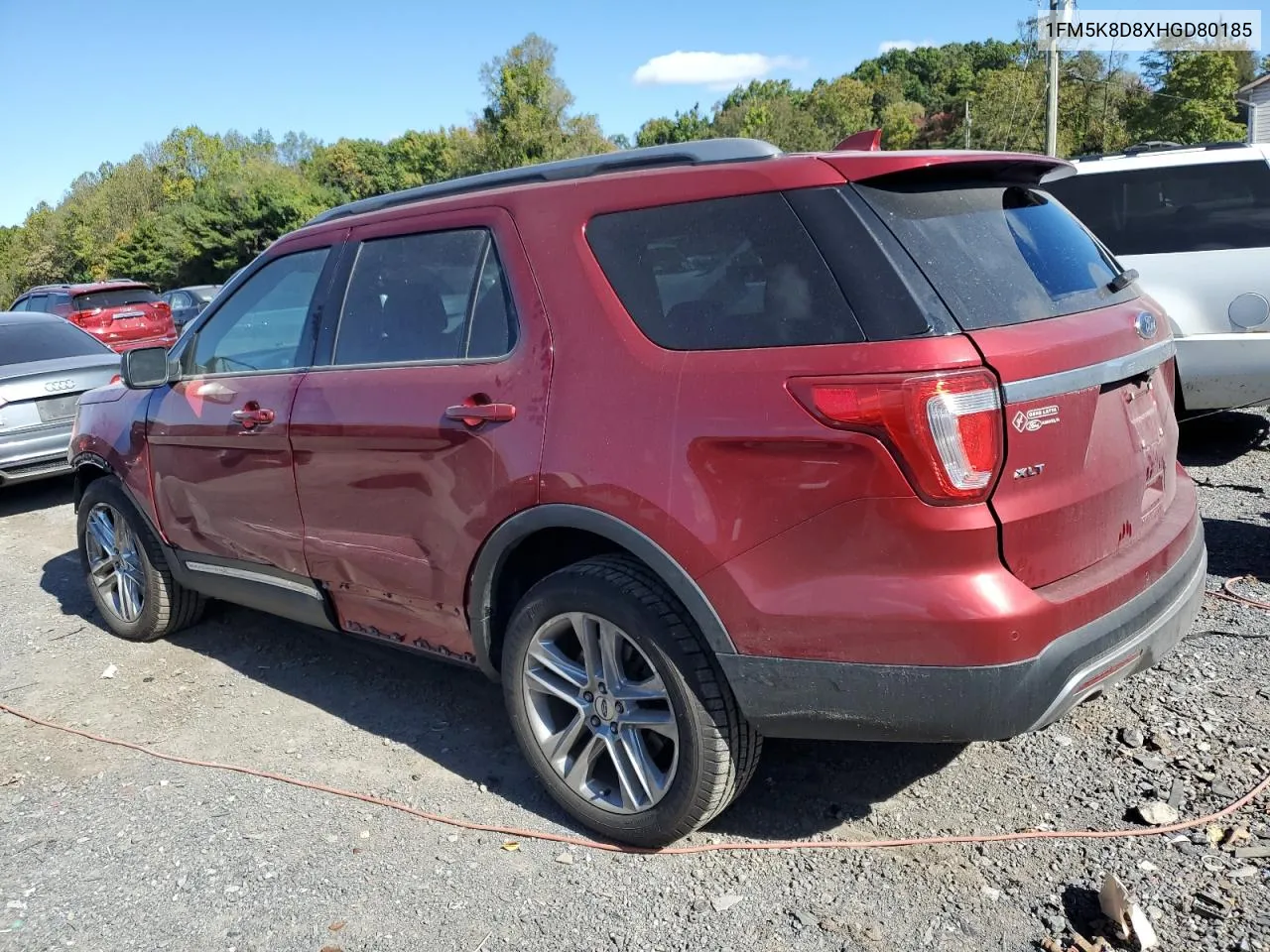 2017 Ford Explorer Xlt VIN: 1FM5K8D8XHGD80185 Lot: 74876144