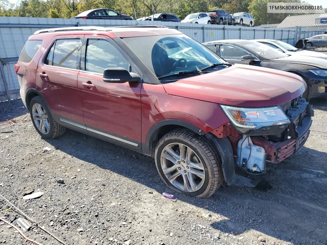 2017 Ford Explorer Xlt VIN: 1FM5K8D8XHGD80185 Lot: 74876144