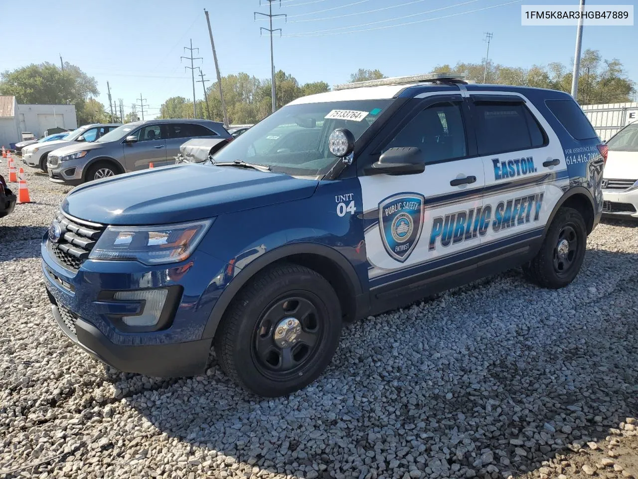 2017 Ford Explorer Police Interceptor VIN: 1FM5K8AR3HGB47889 Lot: 75133764