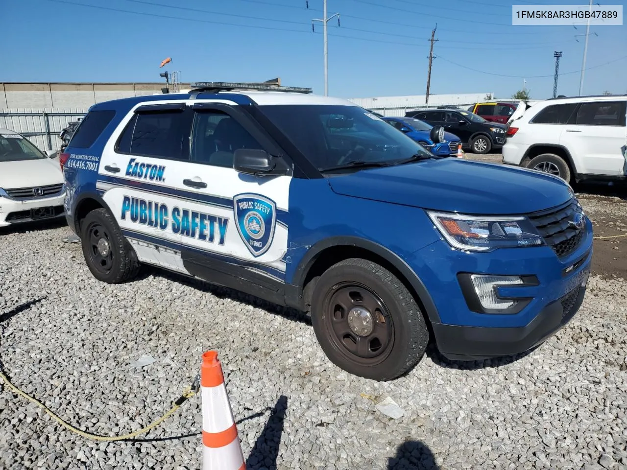 2017 Ford Explorer Police Interceptor VIN: 1FM5K8AR3HGB47889 Lot: 75133764