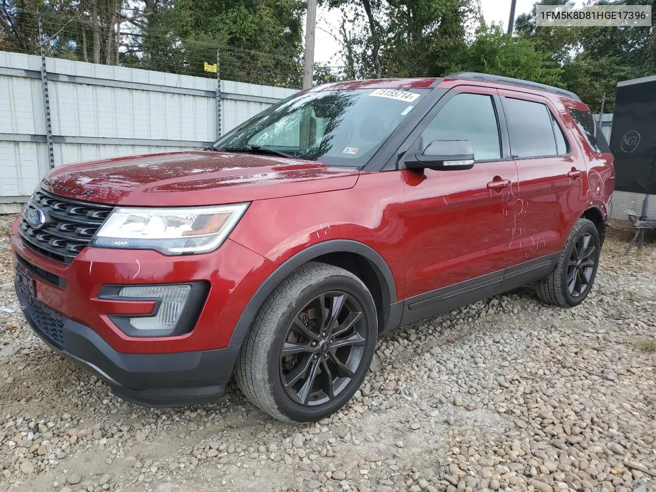 2017 Ford Explorer Xlt VIN: 1FM5K8D81HGE17396 Lot: 75155714