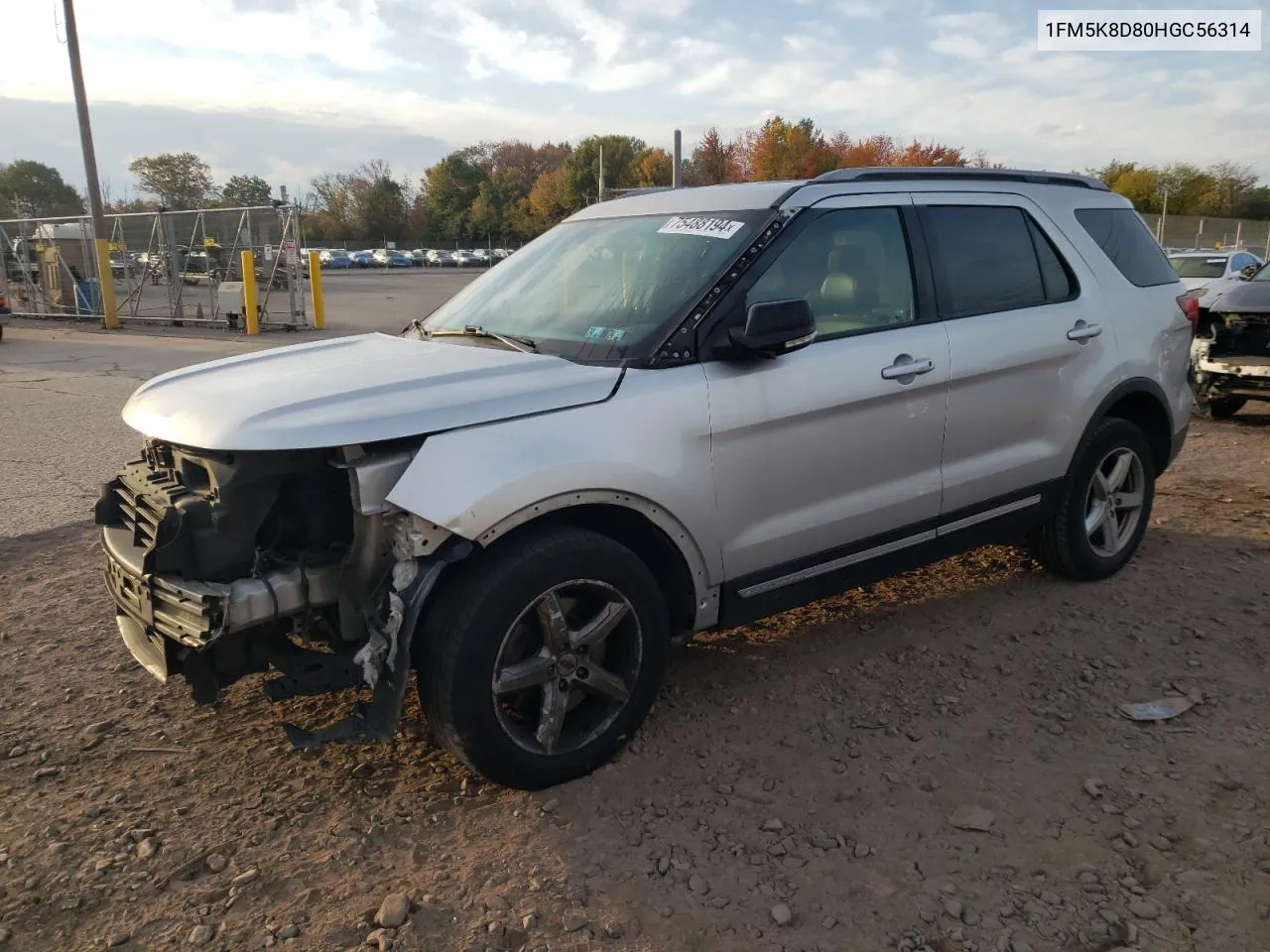 2017 Ford Explorer Xlt VIN: 1FM5K8D80HGC56314 Lot: 75488194