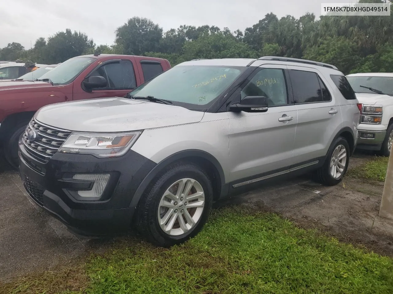 2017 Ford Explorer Xlt VIN: 1FM5K7D8XHGD49514 Lot: 75562474