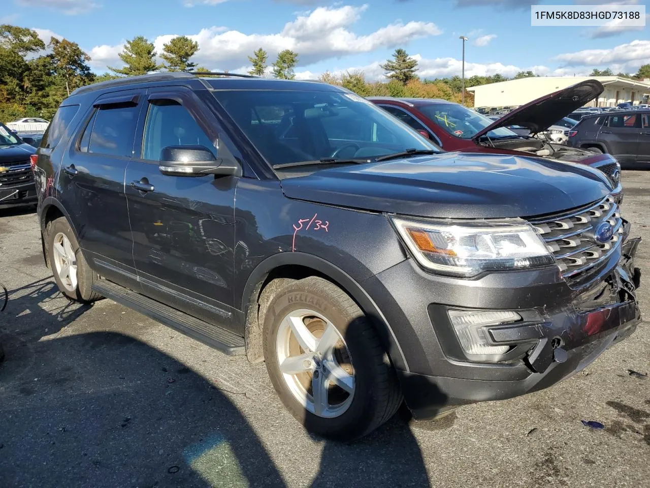 2017 Ford Explorer Xlt VIN: 1FM5K8D83HGD73188 Lot: 75685794