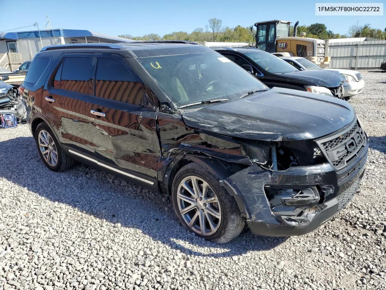 2017 Ford Explorer Limited VIN: 1FM5K7F80HGC22722 Lot: 75694724