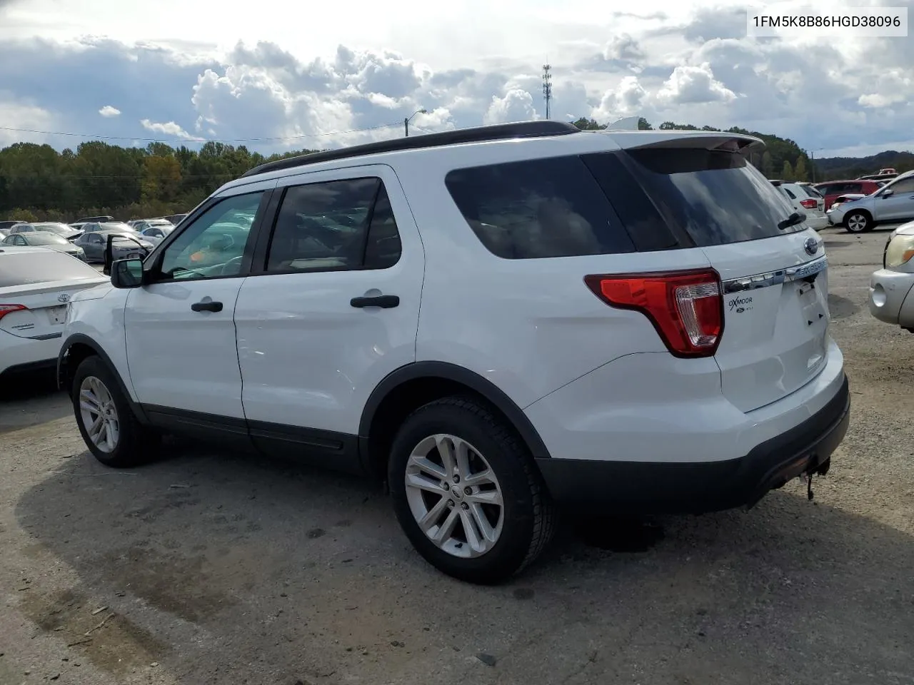 2017 Ford Explorer VIN: 1FM5K8B86HGD38096 Lot: 75798204