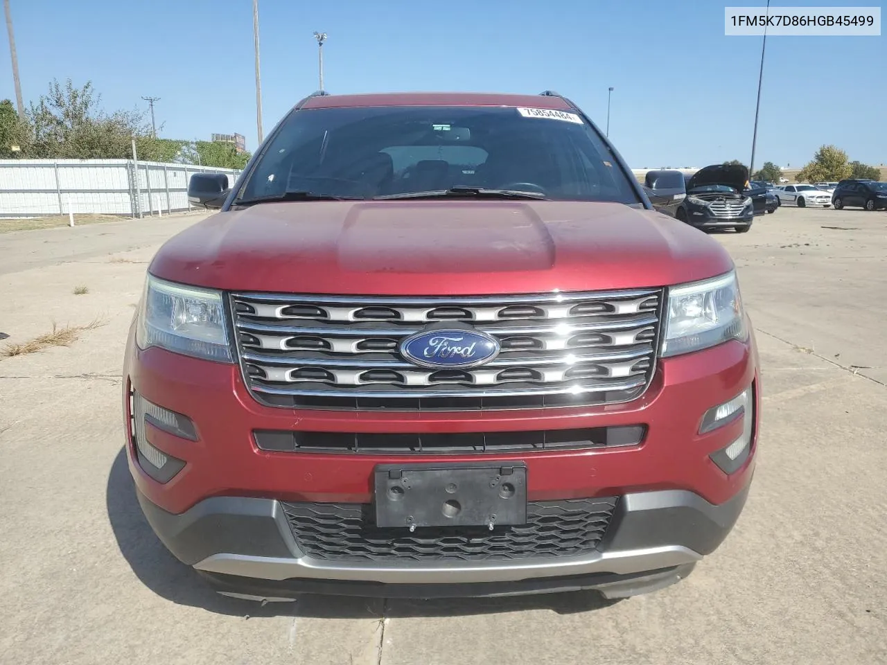 2017 Ford Explorer Xlt VIN: 1FM5K7D86HGB45499 Lot: 75854484