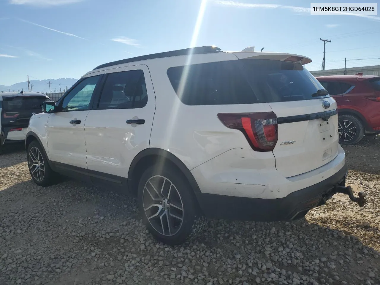 2017 Ford Explorer Sport VIN: 1FM5K8GT2HGD64028 Lot: 77161994