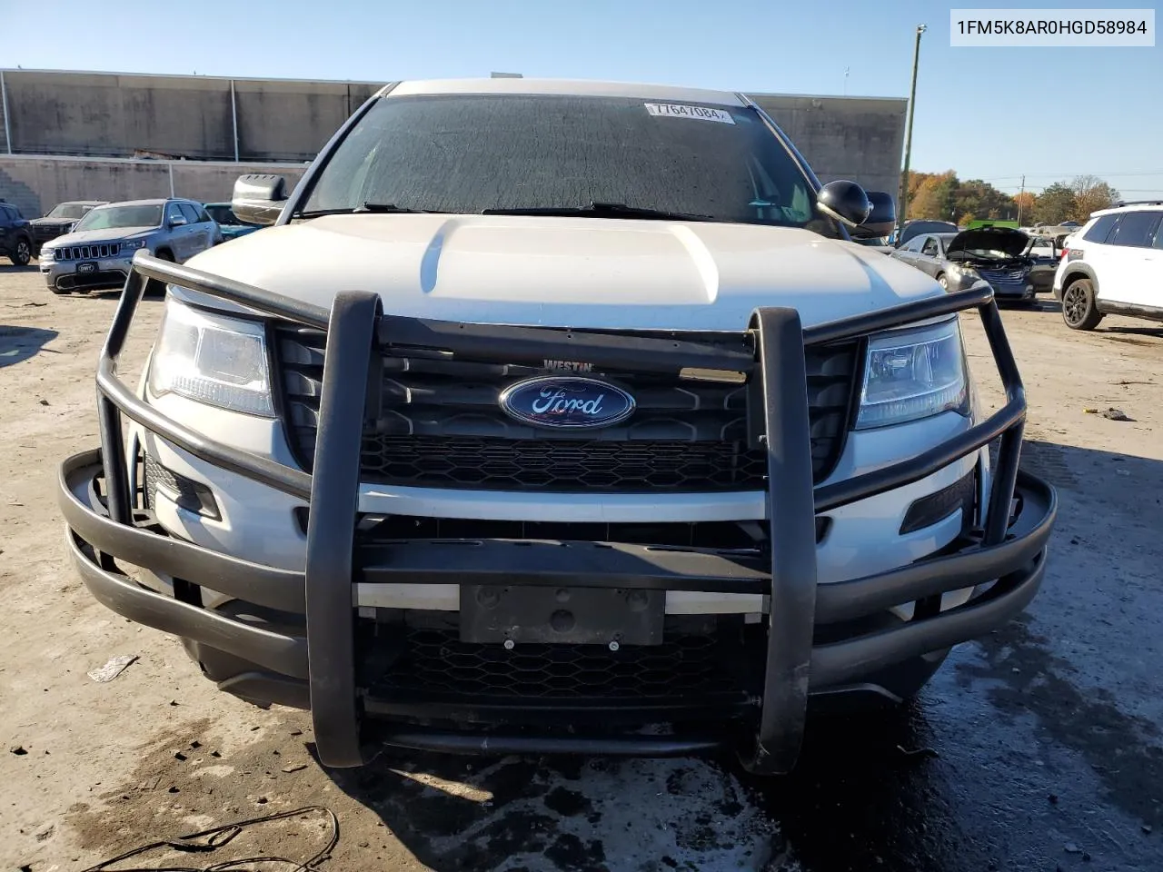 2017 Ford Explorer Police Interceptor VIN: 1FM5K8AR0HGD58984 Lot: 77647084