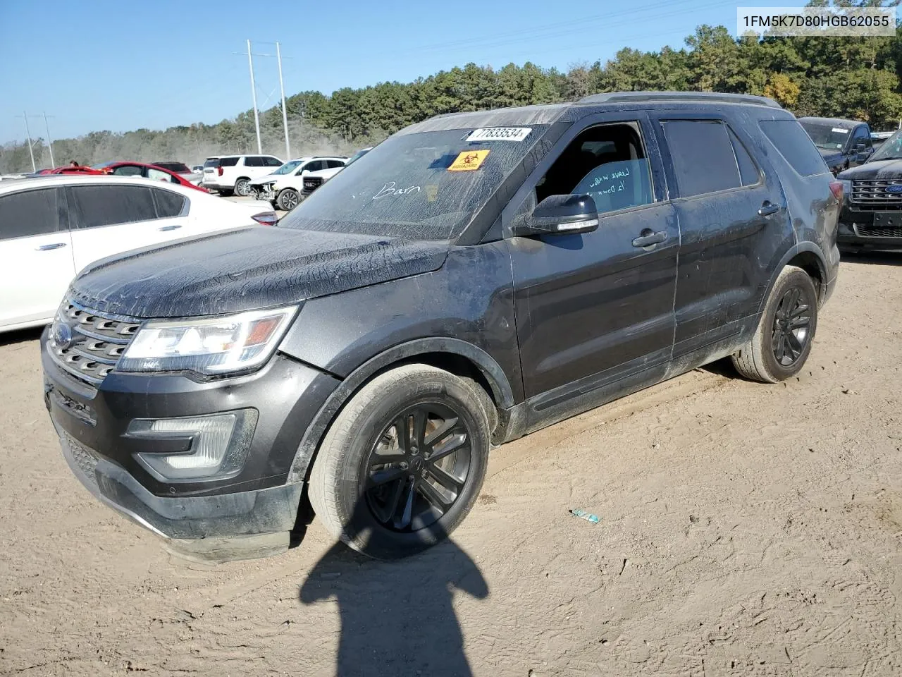 2017 Ford Explorer Xlt VIN: 1FM5K7D80HGB62055 Lot: 77833534