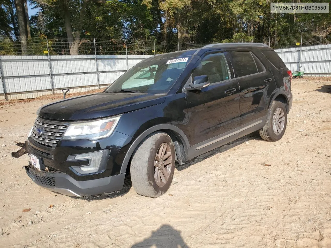 2017 Ford Explorer Xlt VIN: 1FM5K7D81HGB03550 Lot: 78187034