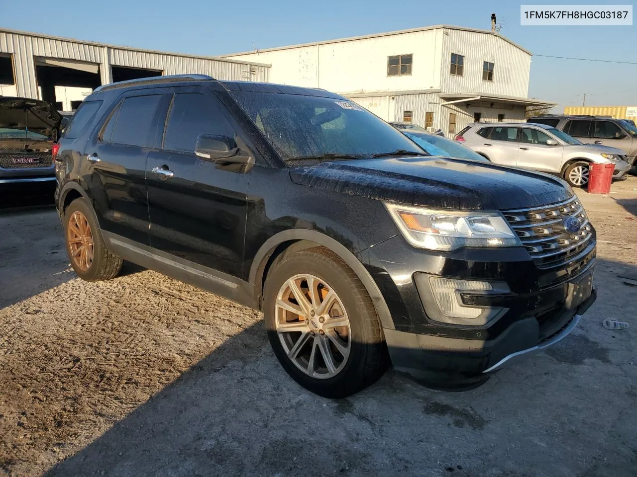 2017 Ford Explorer Limited VIN: 1FM5K7FH8HGC03187 Lot: 78204314