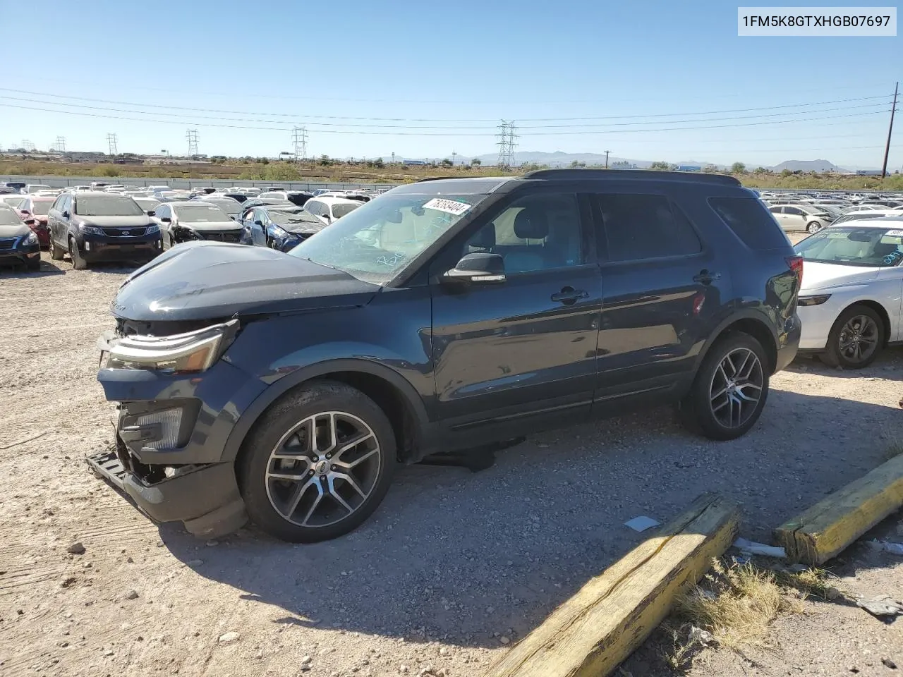 2017 Ford Explorer Sport VIN: 1FM5K8GTXHGB07697 Lot: 78283404