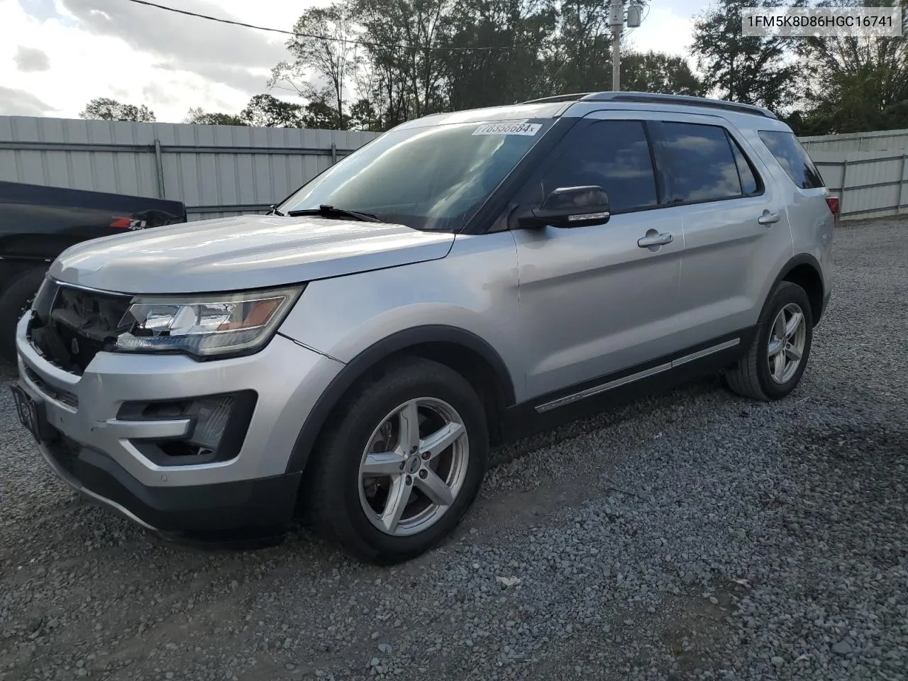 2017 Ford Explorer Xlt VIN: 1FM5K8D86HGC16741 Lot: 78358684