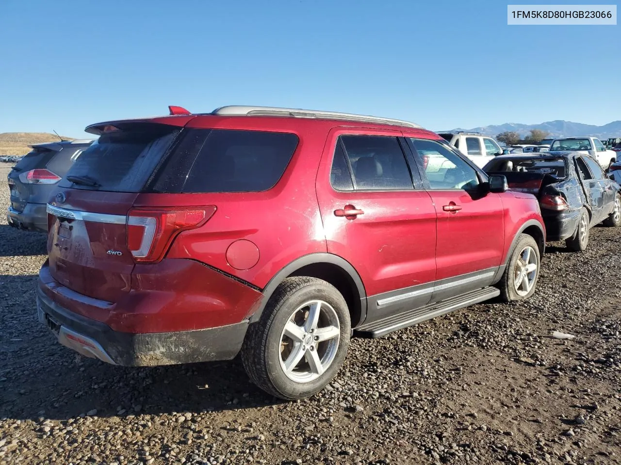 2017 Ford Explorer Xlt VIN: 1FM5K8D80HGB23066 Lot: 78617614