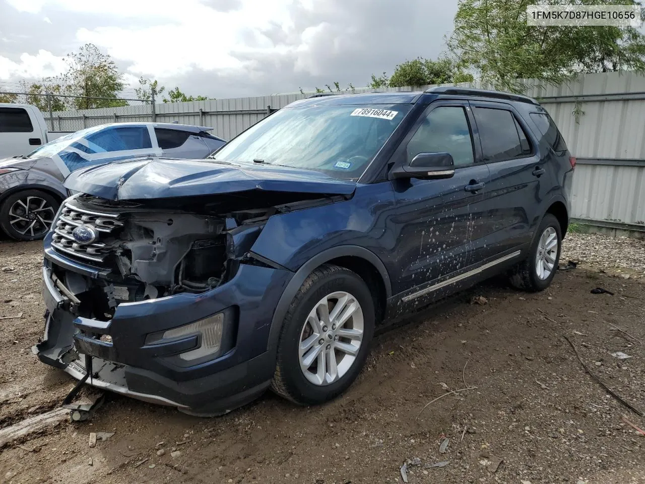 2017 Ford Explorer Xlt VIN: 1FM5K7D87HGE10656 Lot: 78916044