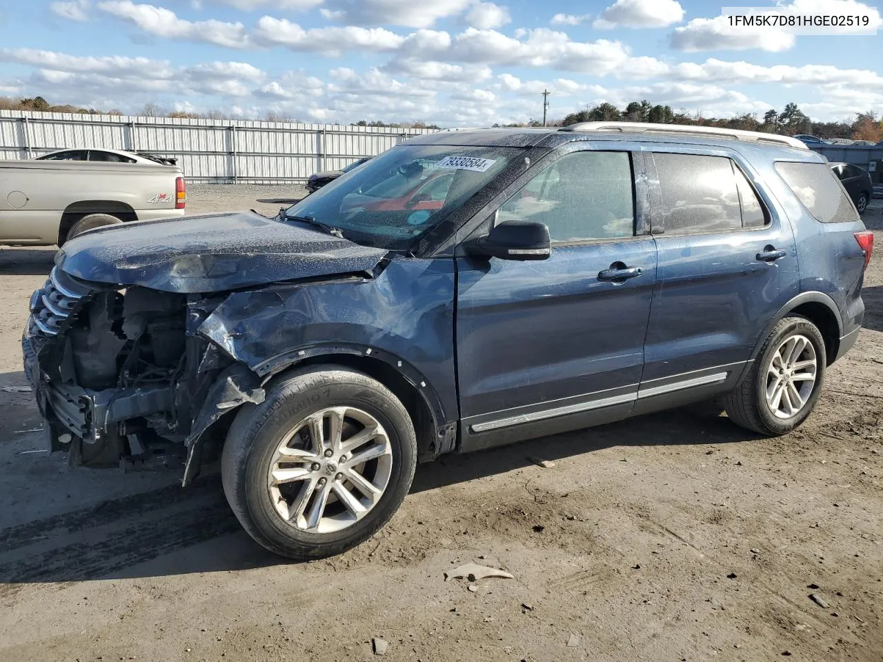 2017 Ford Explorer Xlt VIN: 1FM5K7D81HGE02519 Lot: 79330584