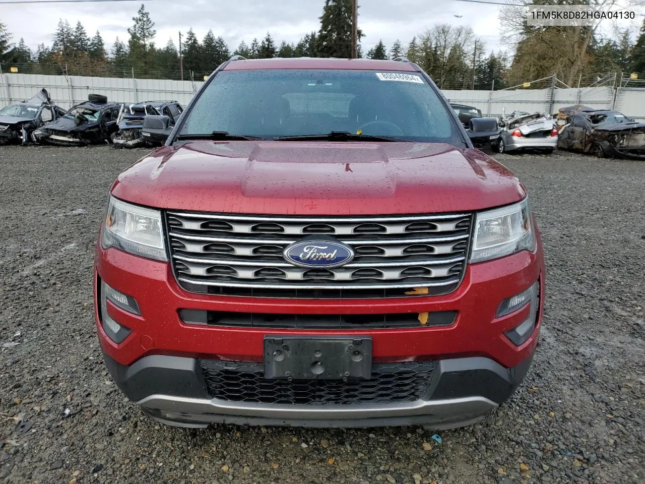 2017 Ford Explorer Xlt VIN: 1FM5K8D82HGA04130 Lot: 80046964