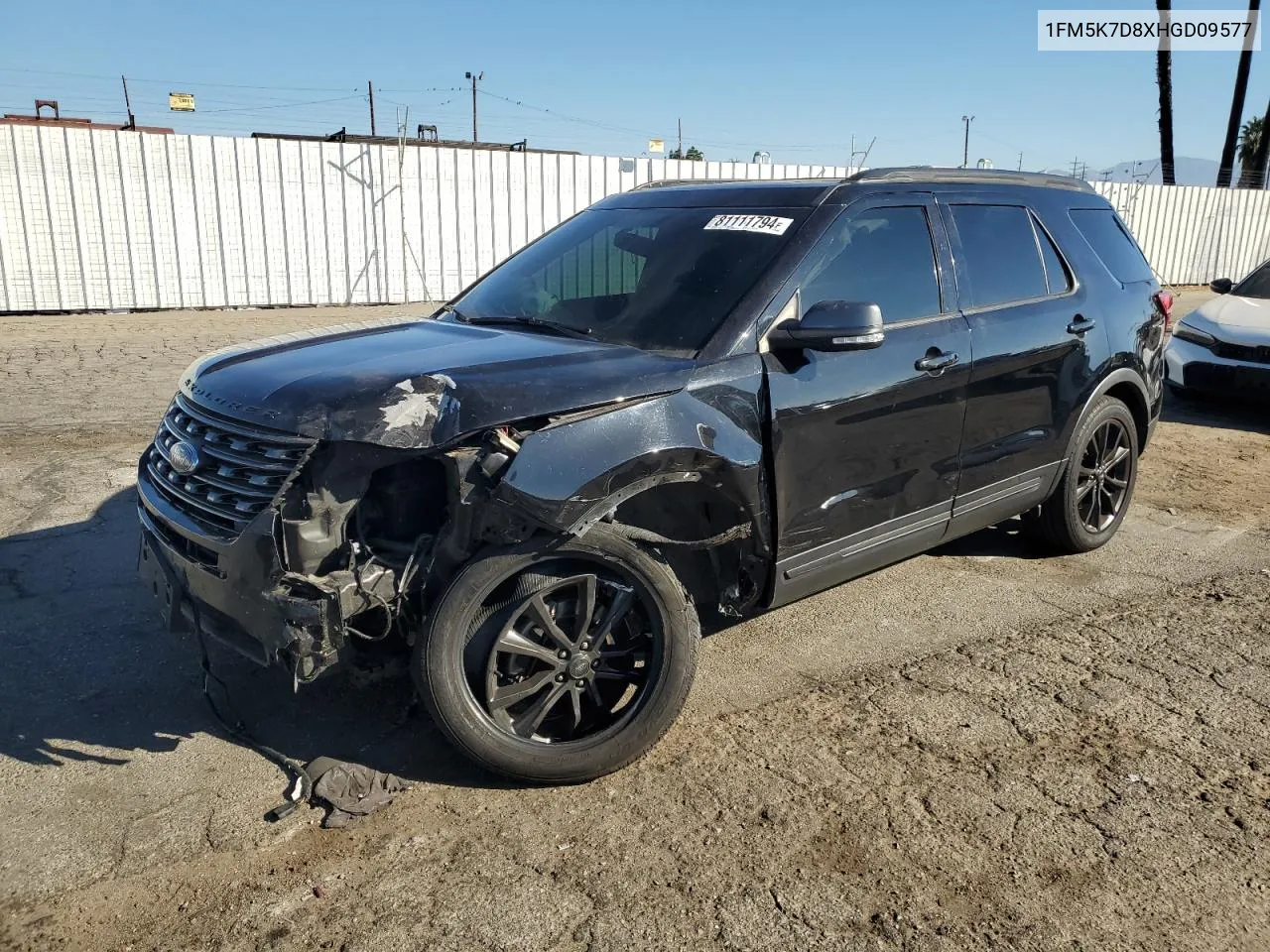 2017 Ford Explorer Xlt VIN: 1FM5K7D8XHGD09577 Lot: 81111794