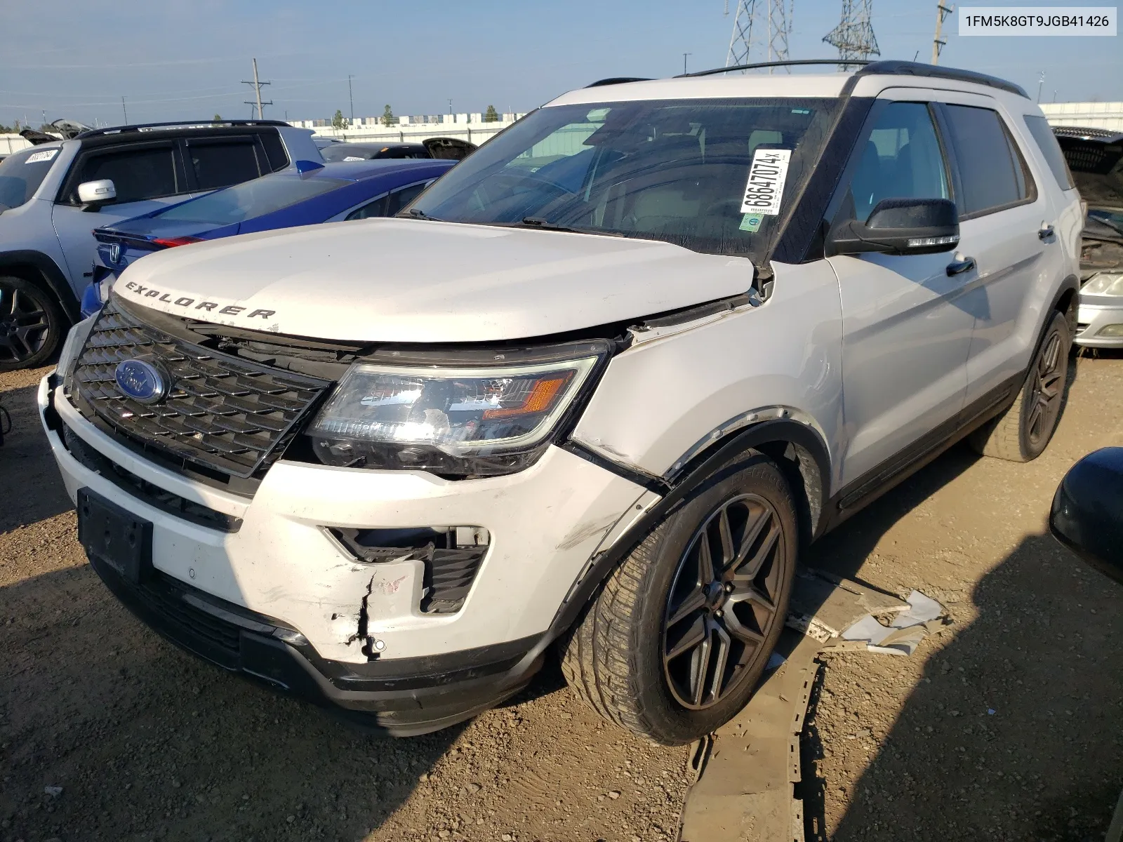 2018 Ford Explorer Sport VIN: 1FM5K8GT9JGB41426 Lot: 68647074