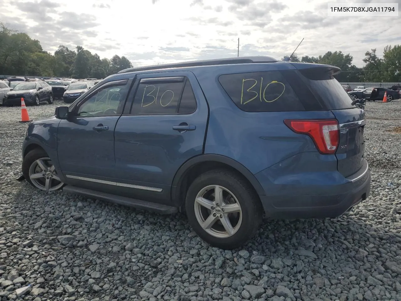 2018 Ford Explorer Xlt VIN: 1FM5K7D8XJGA11794 Lot: 70099304