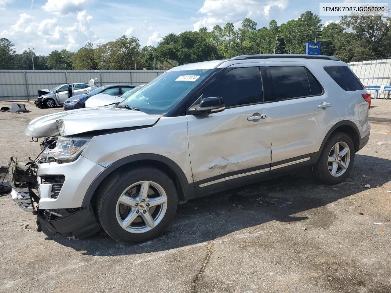 2018 Ford Explorer Xlt VIN: 1FM5K7D87JGC52020 Lot: 72472074