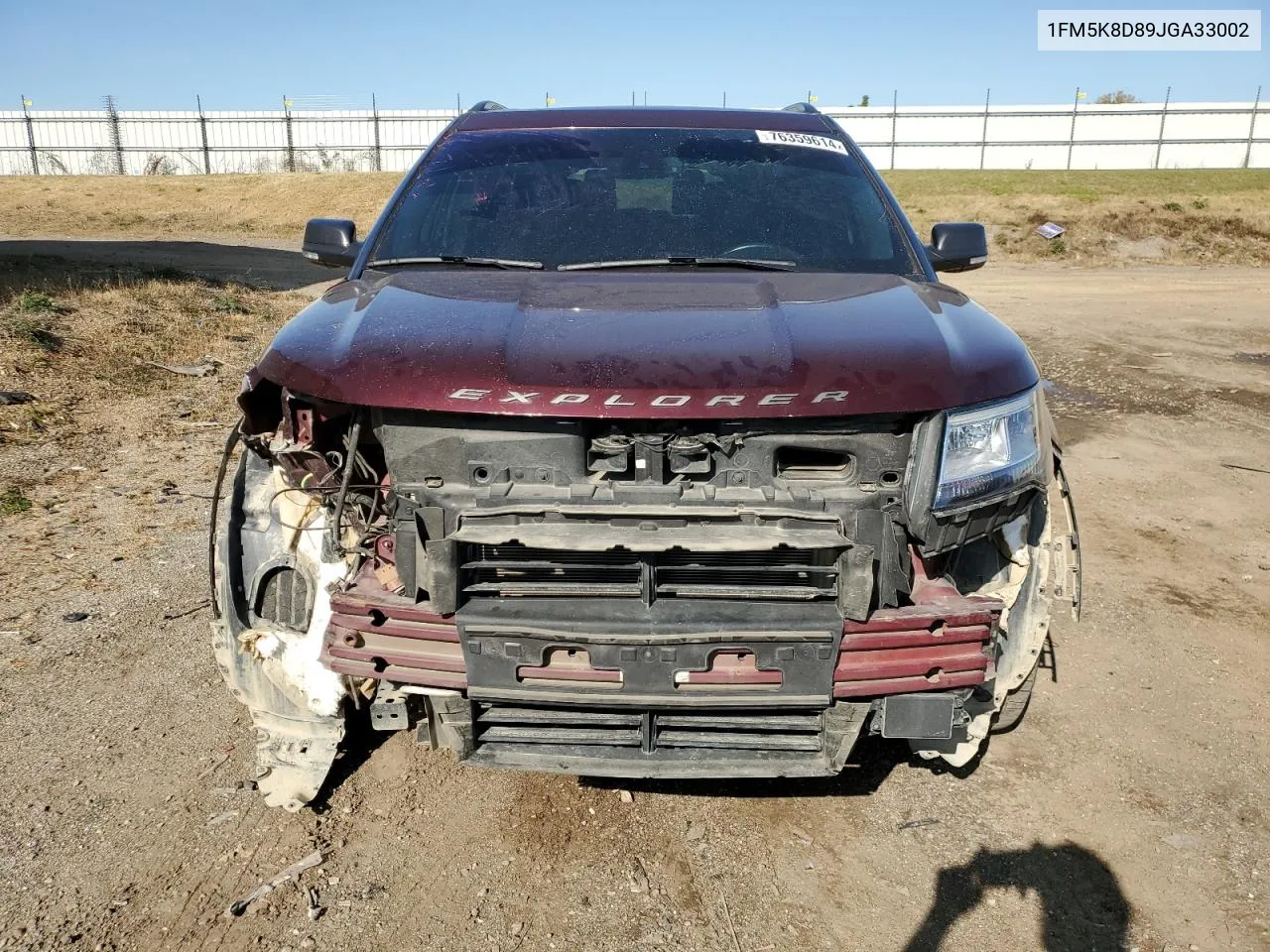 2018 Ford Explorer Xlt VIN: 1FM5K8D89JGA33002 Lot: 76359614