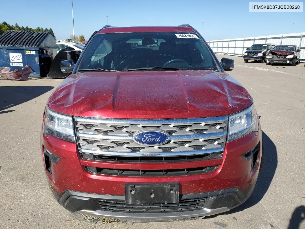 2018 Ford Explorer Xlt VIN: 1FM5K8D87JGB28268 Lot: 76631864