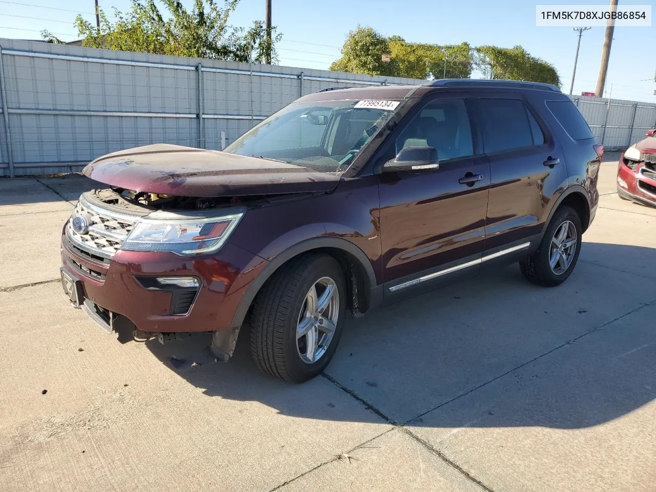 2018 Ford Explorer Xlt VIN: 1FM5K7D8XJGB86854 Lot: 77995134