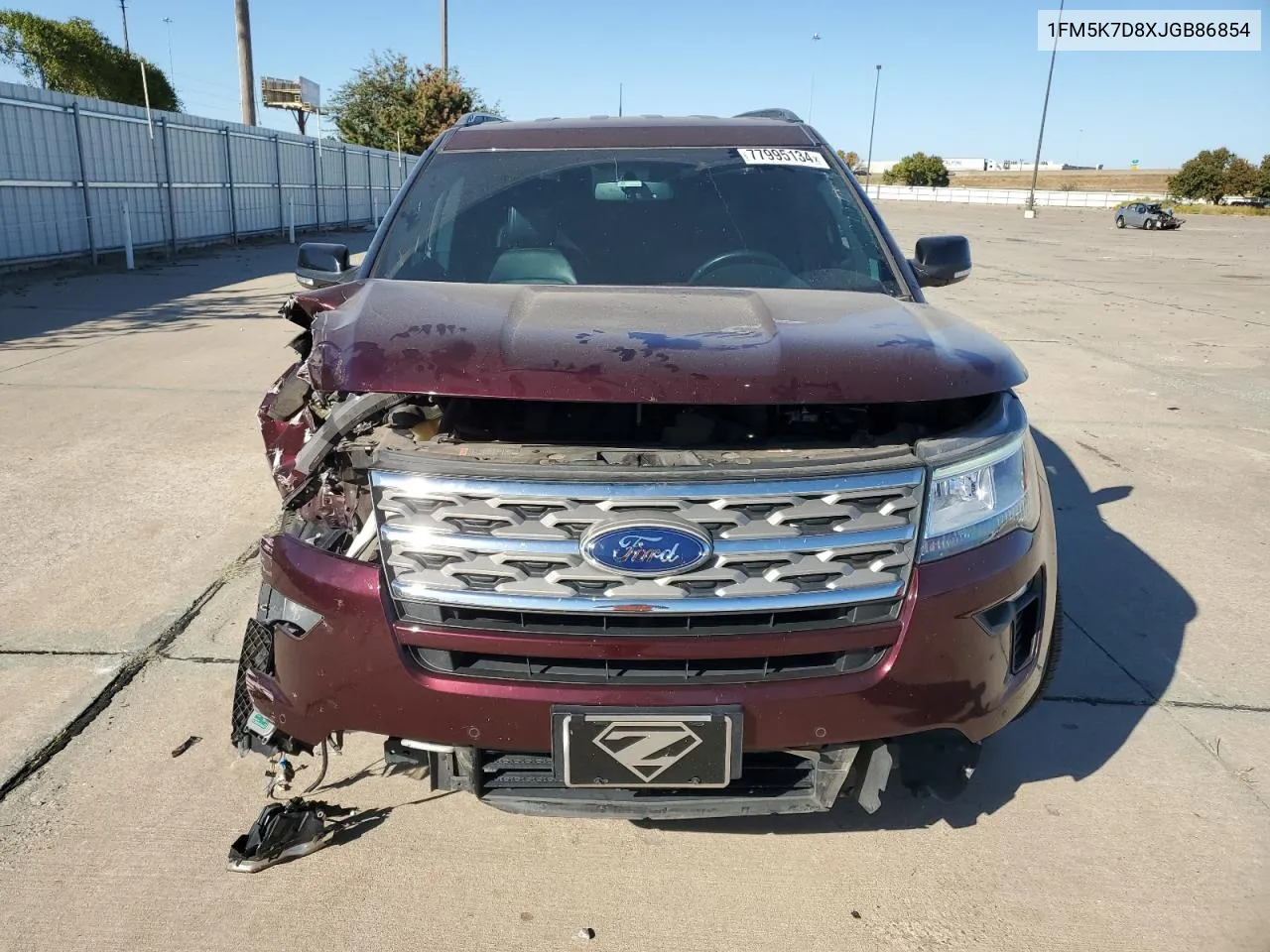 2018 Ford Explorer Xlt VIN: 1FM5K7D8XJGB86854 Lot: 77995134