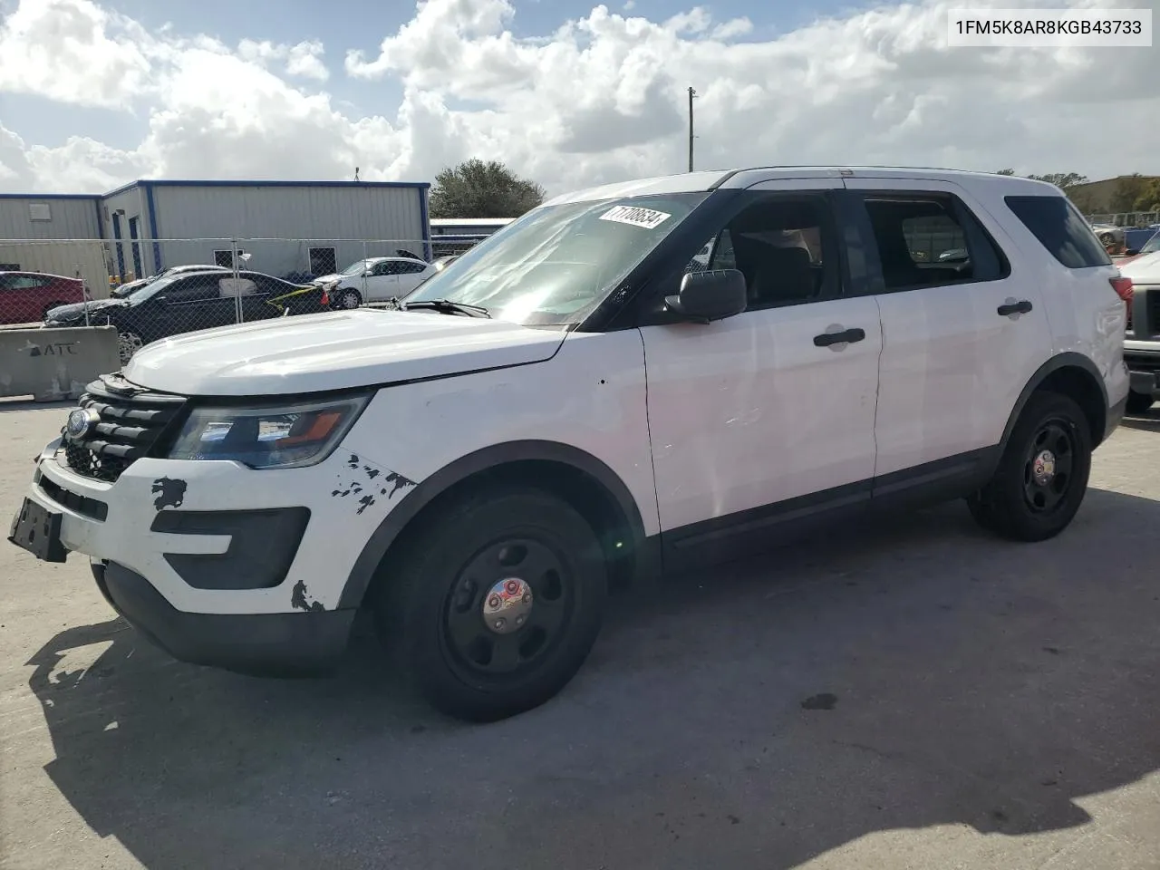 2019 Ford Explorer Police Interceptor VIN: 1FM5K8AR8KGB43733 Lot: 71708634