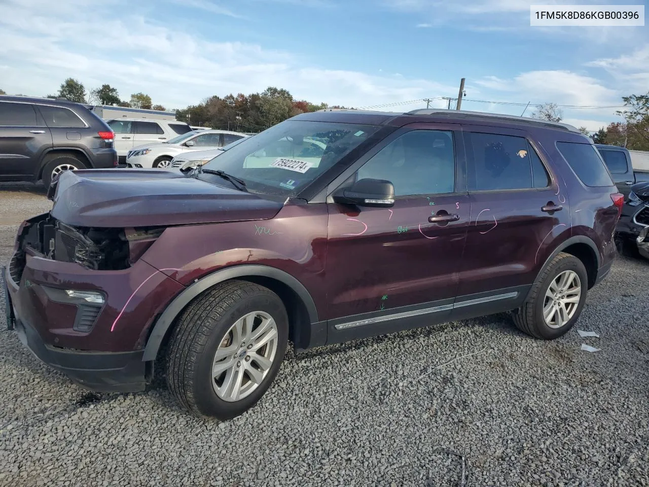 2019 Ford Explorer Xlt VIN: 1FM5K8D86KGB00396 Lot: 75922274