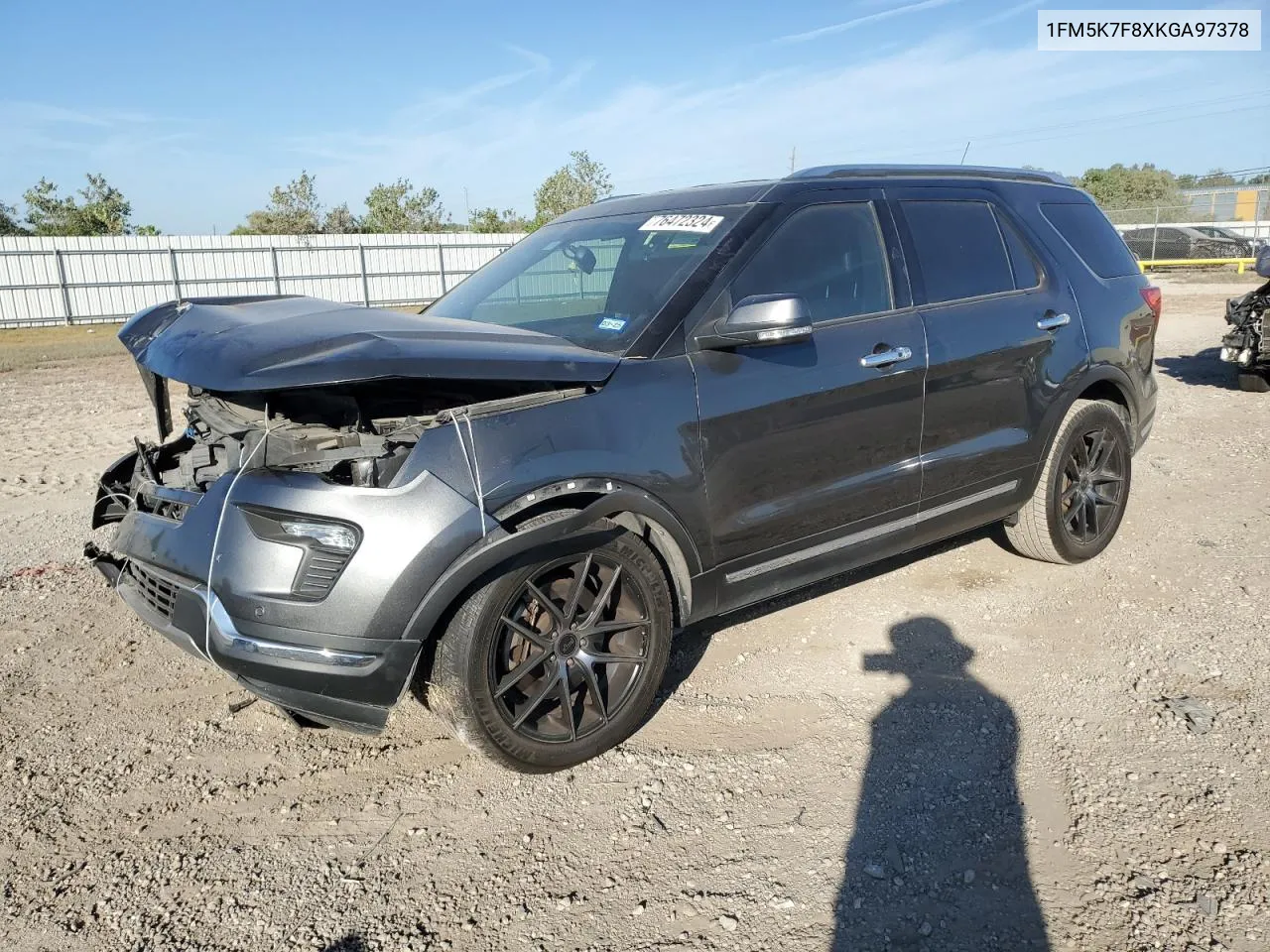 2019 Ford Explorer Limited VIN: 1FM5K7F8XKGA97378 Lot: 76472324