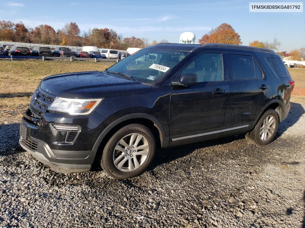 2019 Ford Explorer Xlt VIN: 1FM5K8D85KGA81792 Lot: 77899354