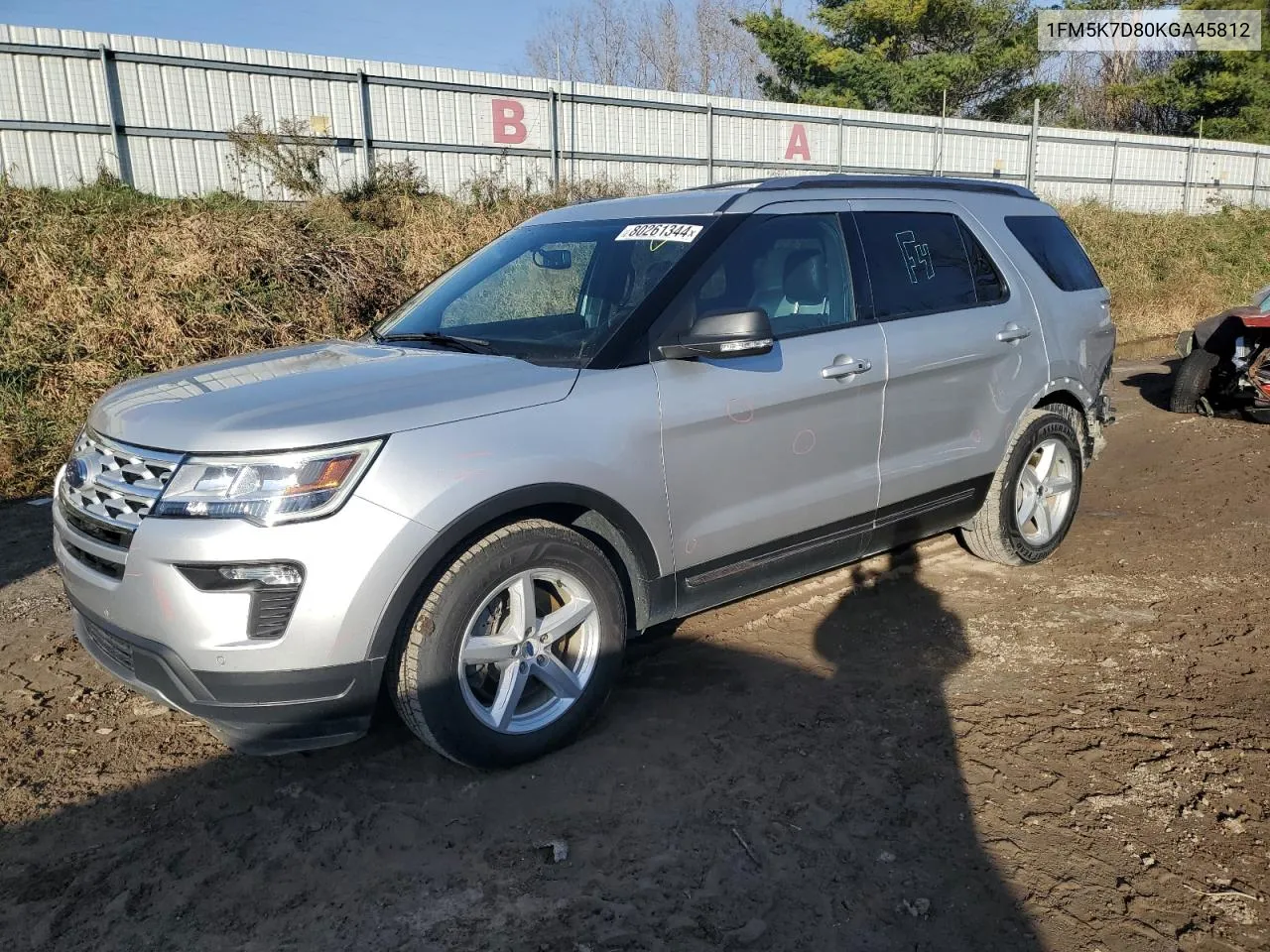 2019 Ford Explorer Xlt VIN: 1FM5K7D80KGA45812 Lot: 80261344