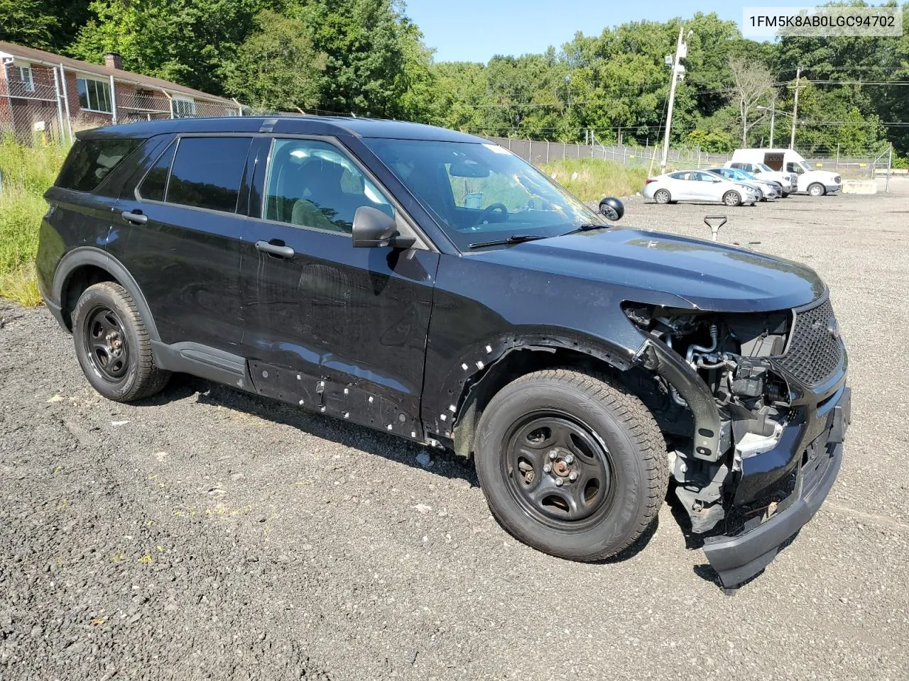 2020 Ford Explorer Police Interceptor VIN: 1FM5K8AB0LGC94702 Lot: 68797794