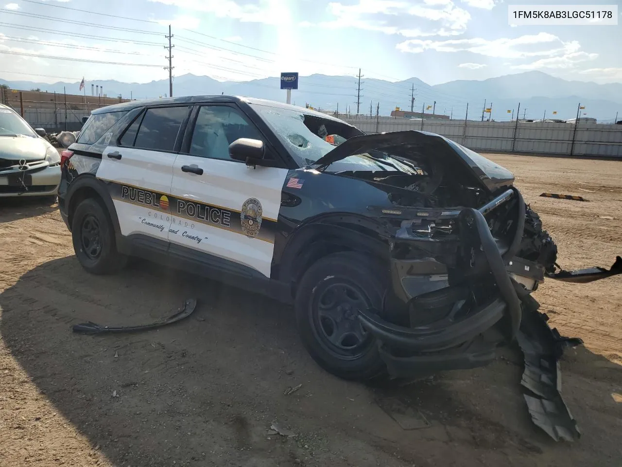 2020 Ford Explorer Police Interceptor VIN: 1FM5K8AB3LGC51178 Lot: 74519864