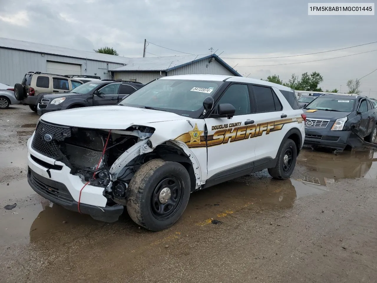 2021 Ford Explorer Police Interceptor VIN: 1FM5K8AB1MGC01445 Lot: 54722074