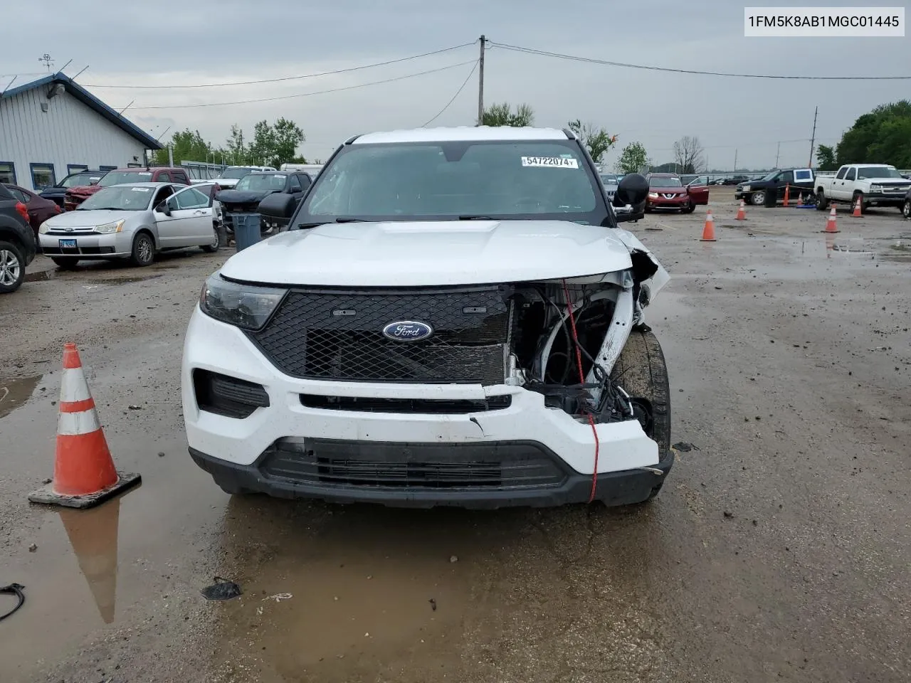 2021 Ford Explorer Police Interceptor VIN: 1FM5K8AB1MGC01445 Lot: 54722074