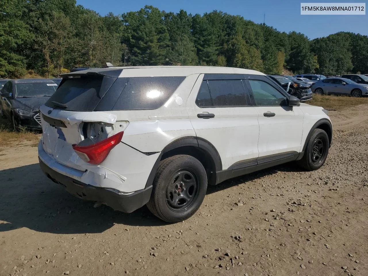 2021 Ford Explorer Police Interceptor VIN: 1FM5K8AW8MNA01712 Lot: 71256874