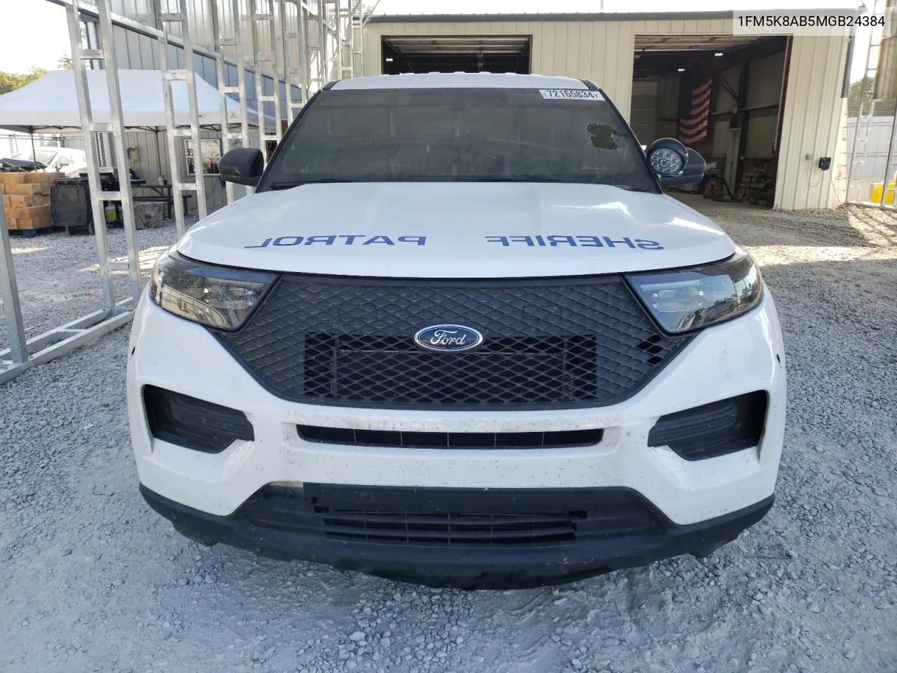 2021 Ford Explorer Police Interceptor VIN: 1FM5K8AB5MGB24384 Lot: 72165834