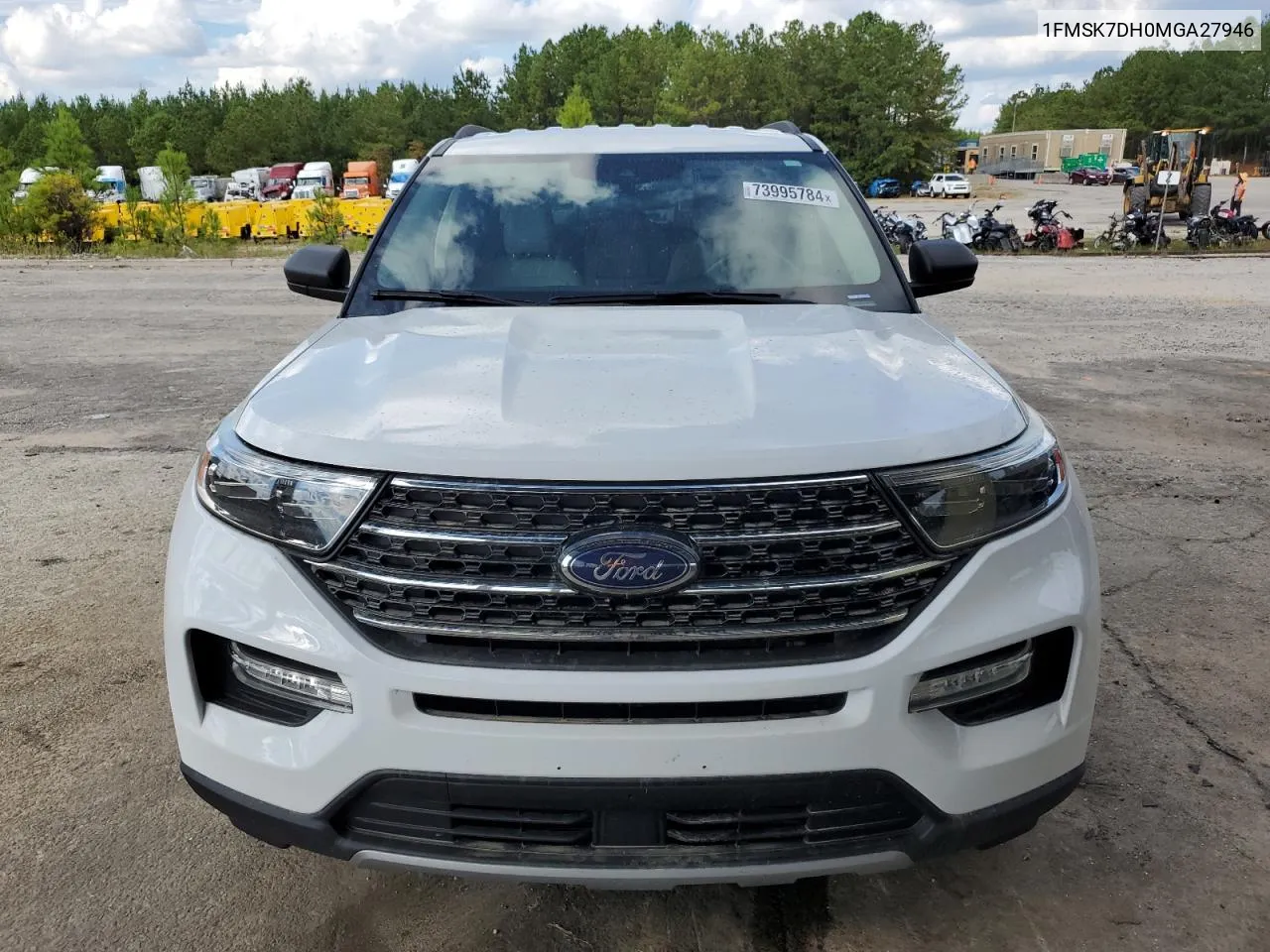 2021 Ford Explorer Xlt VIN: 1FMSK7DH0MGA27946 Lot: 73995784