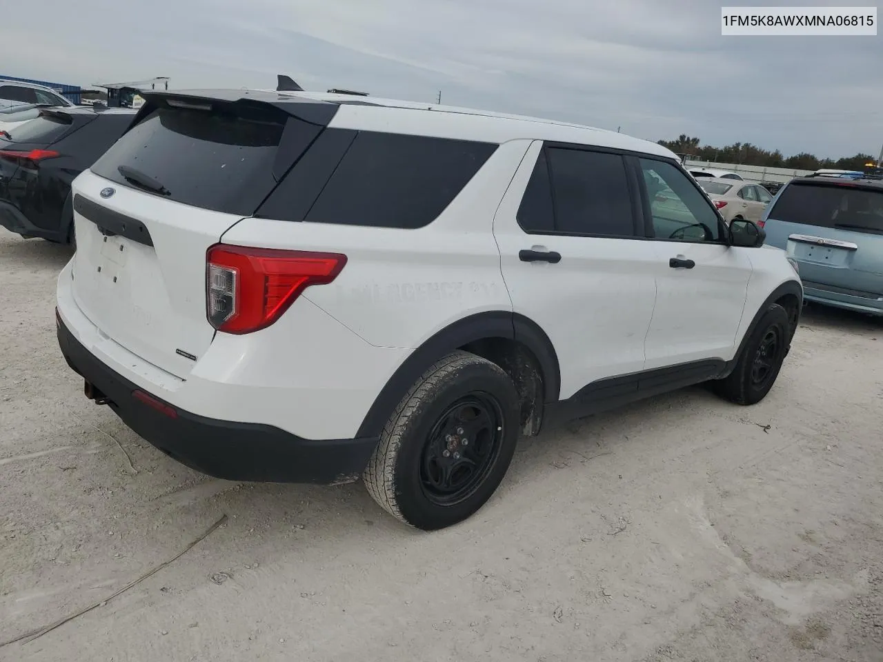 2021 Ford Explorer Police Interceptor VIN: 1FM5K8AWXMNA06815 Lot: 75791384