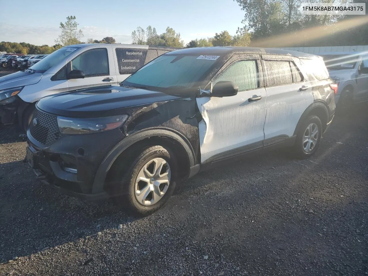 2021 Ford Explorer Police Interceptor VIN: 1FM5K8AB7MGA43175 Lot: 77896114